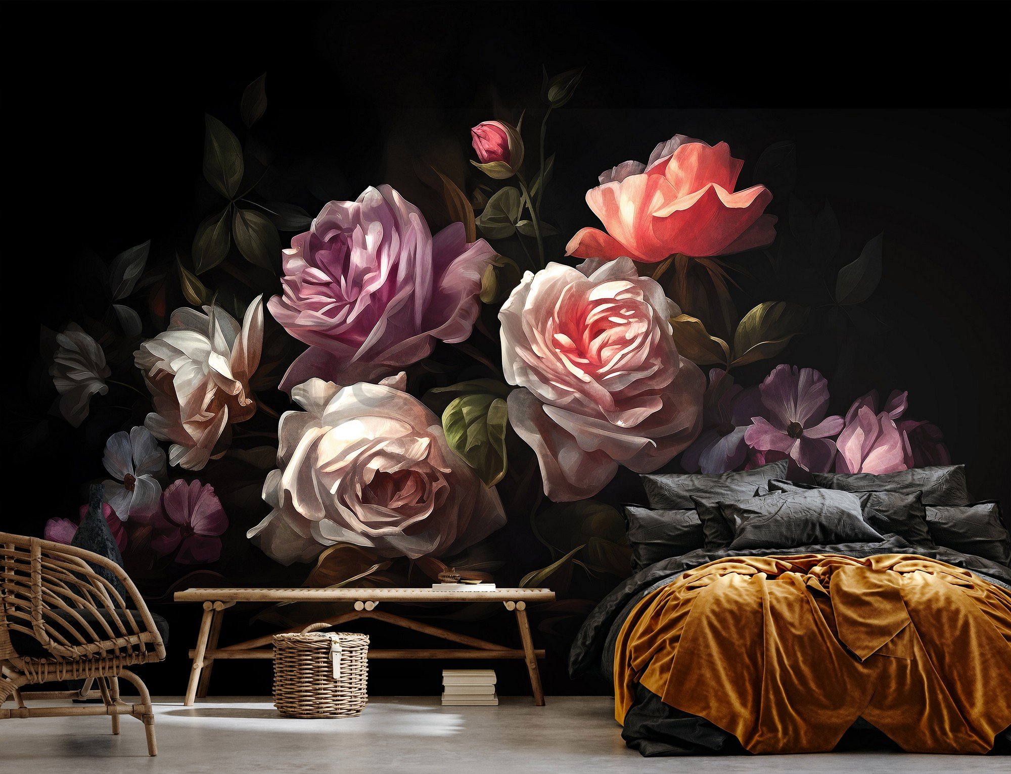 Fototapeta vliesová: Art painting flowers roses - 152,5x104 cm