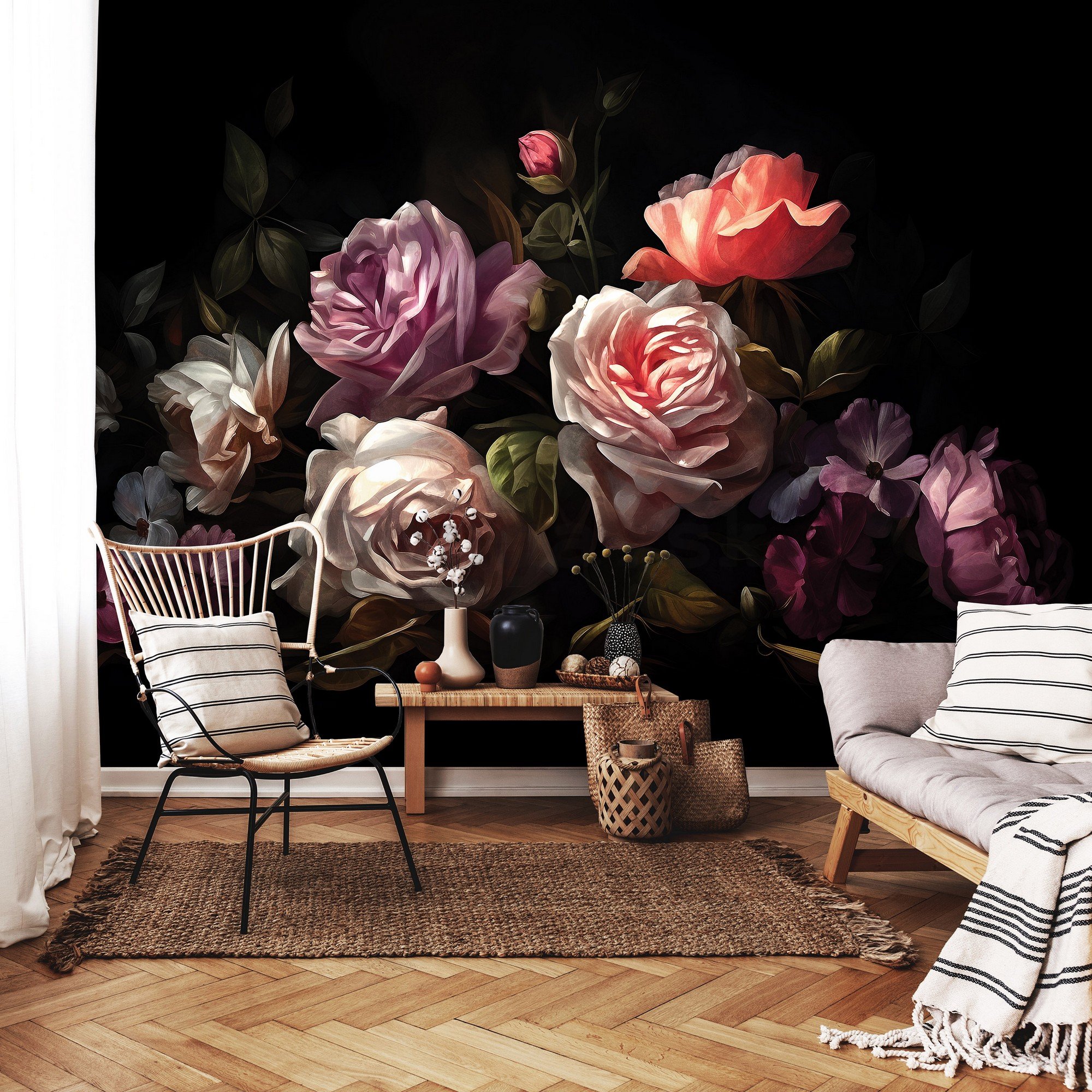 Fototapeta vliesová: Art painting flowers roses - 152,5x104 cm