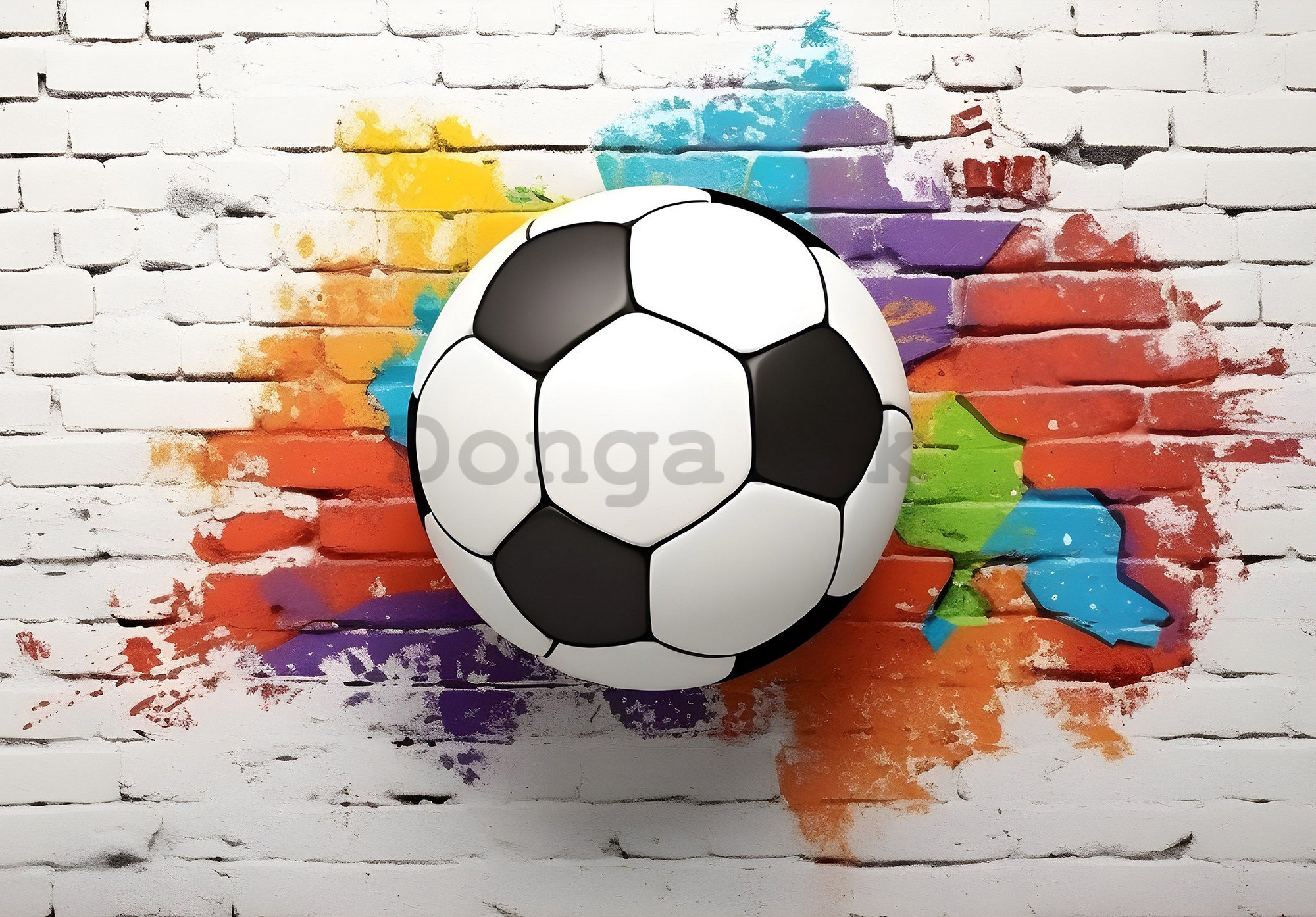 Fototapeta vliesová: Imitation brick wall football - 152,5x104 cm