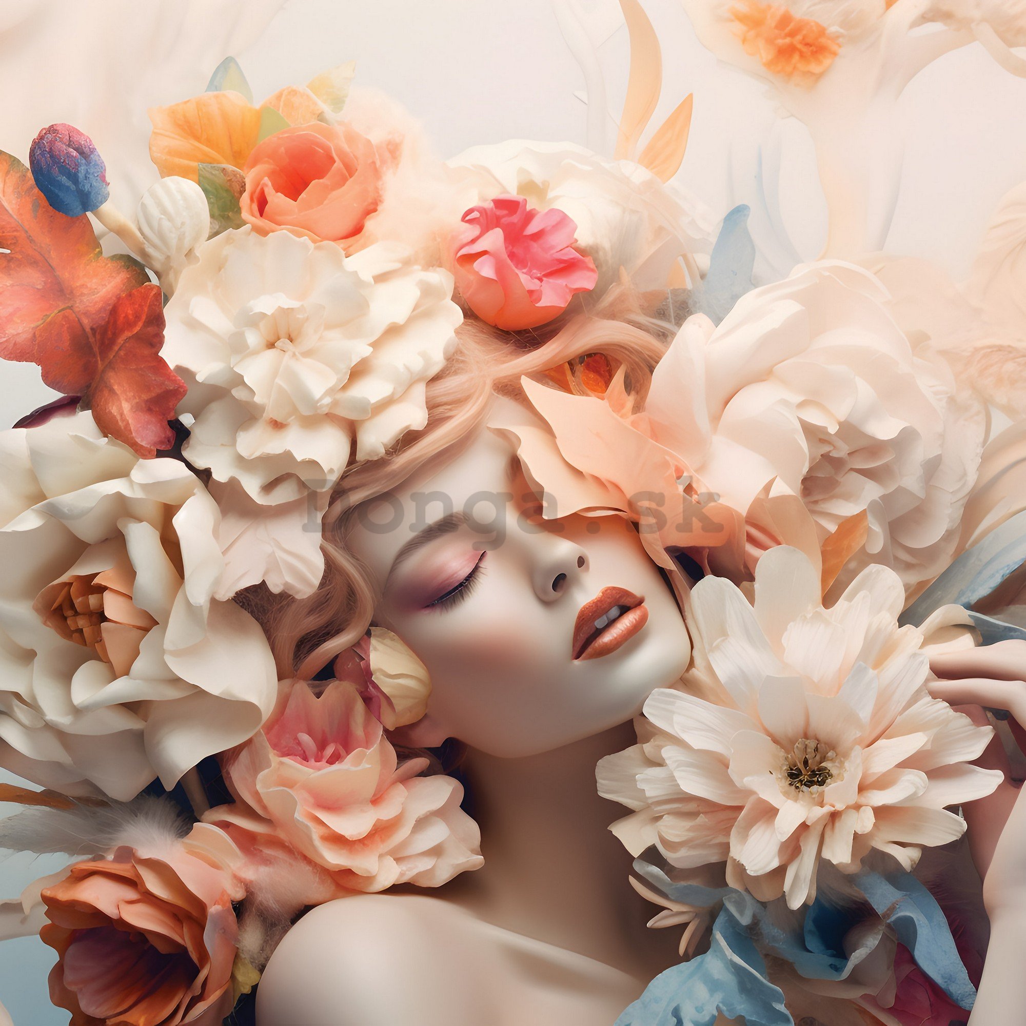 Fototapeta vliesová: Woman flowers pastel elegance - 152,5x104 cm