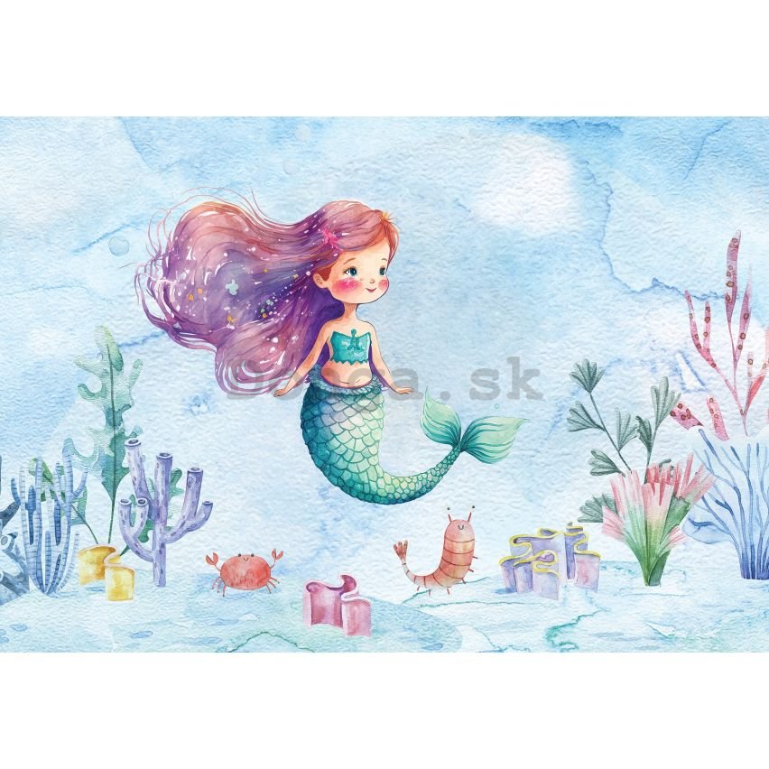 Fototapeta vliesová: For kids mermaid watercolour - 152,5x104 cm