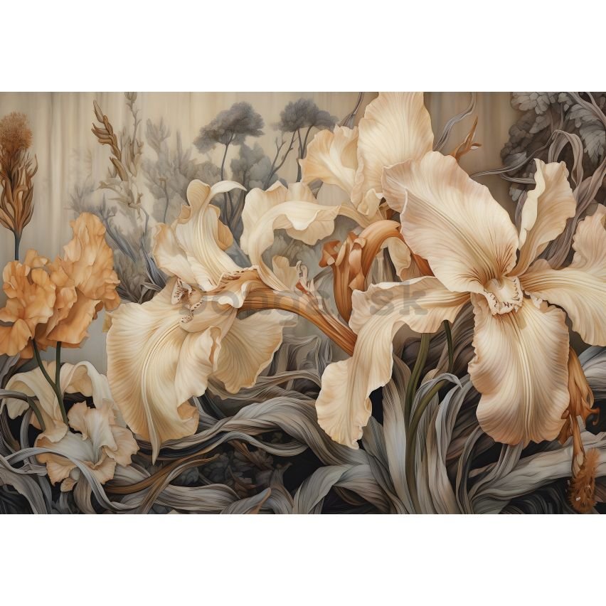 Fototapeta vliesová: Art Nature Beige flowers - 152,5x104 cm