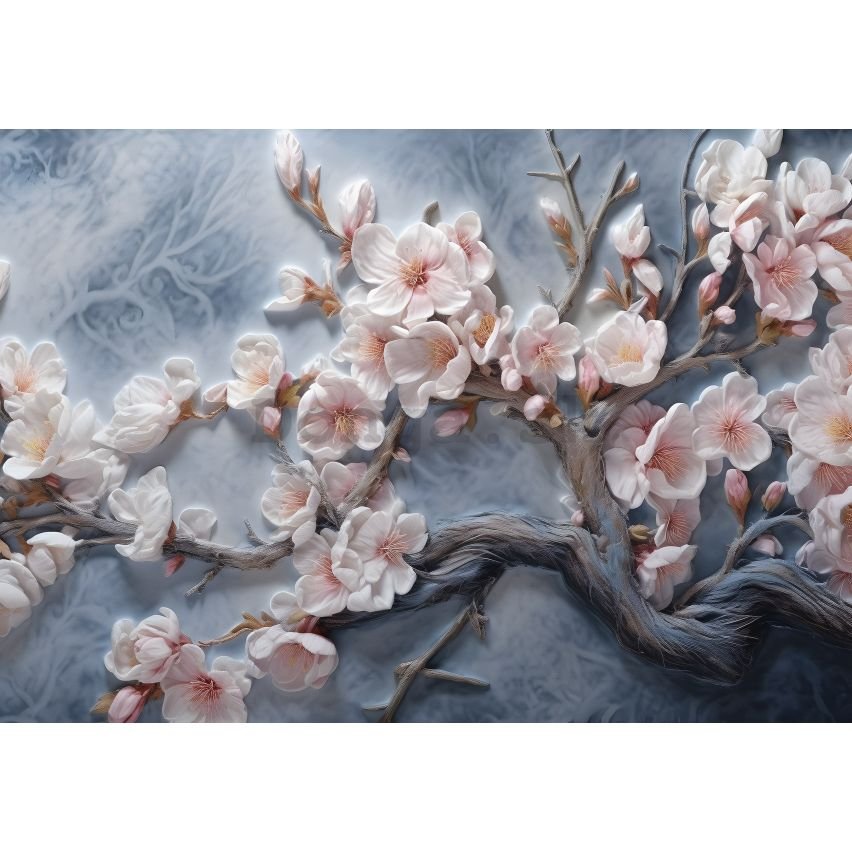 Fototapeta vliesová: Art Nature Painted Branches Flowers - 152,5x104 cm