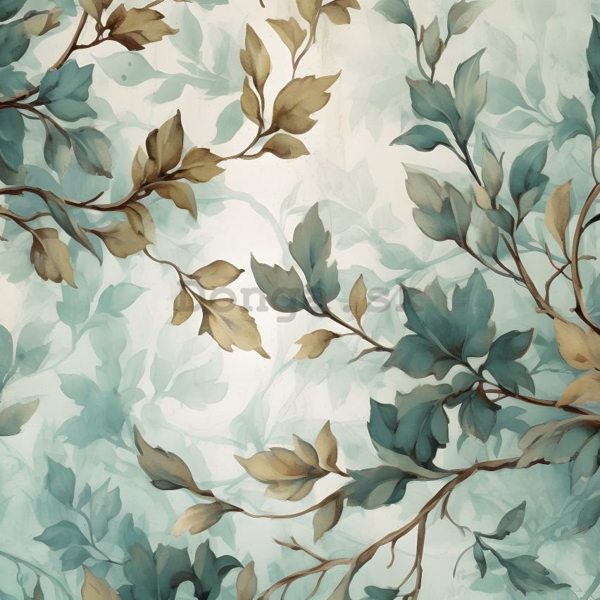 Fototapeta vliesová: Art Painted Leaves Branches - 152,5x104 cm