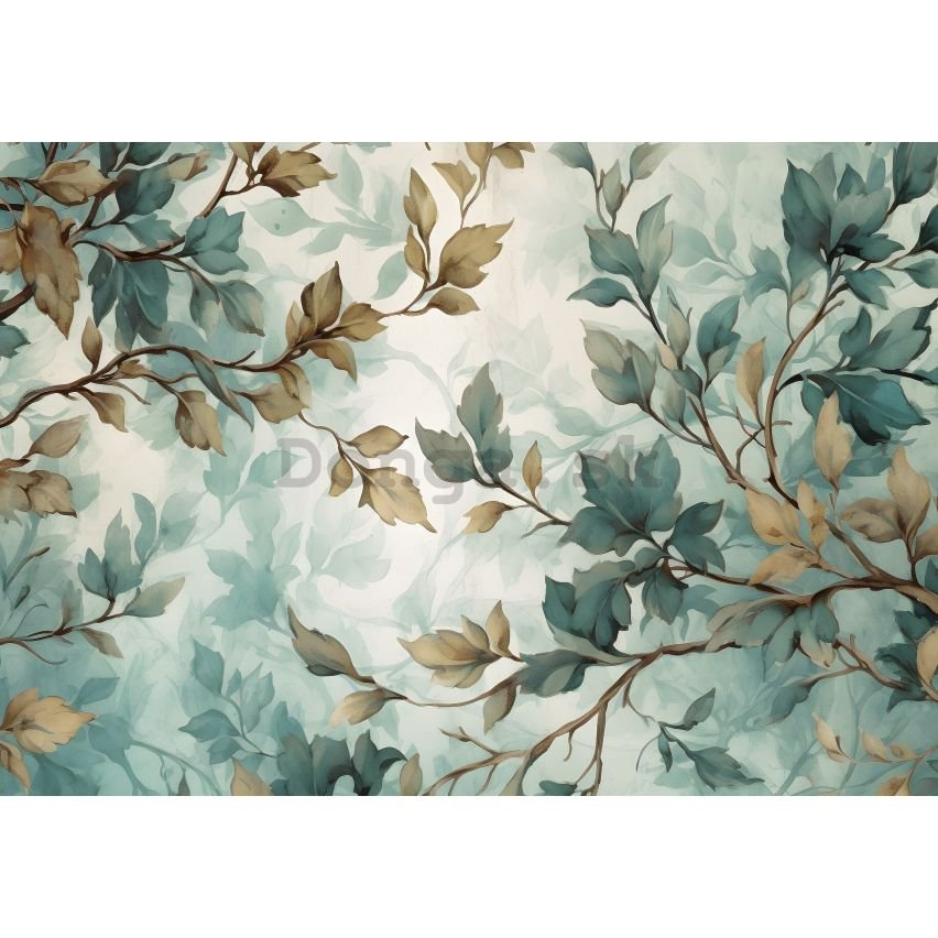 Fototapeta vliesová: Art Painted Leaves Branches - 152,5x104 cm