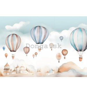 Fototapeta vliesová: For kids fairytale watercolour balloons - 104x70,5 cm