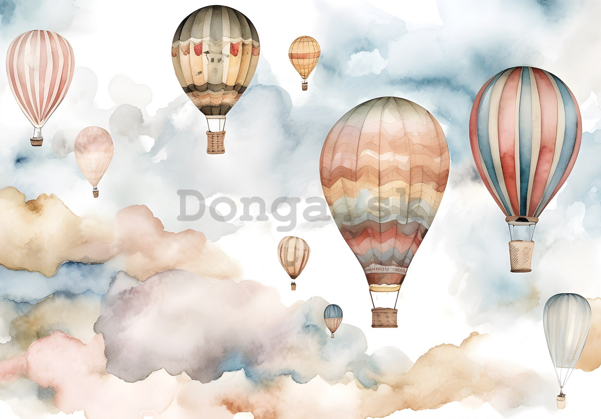 Fototapeta vliesová: For kids fairytale watercolour balloons (1) - 104x70,5 cm