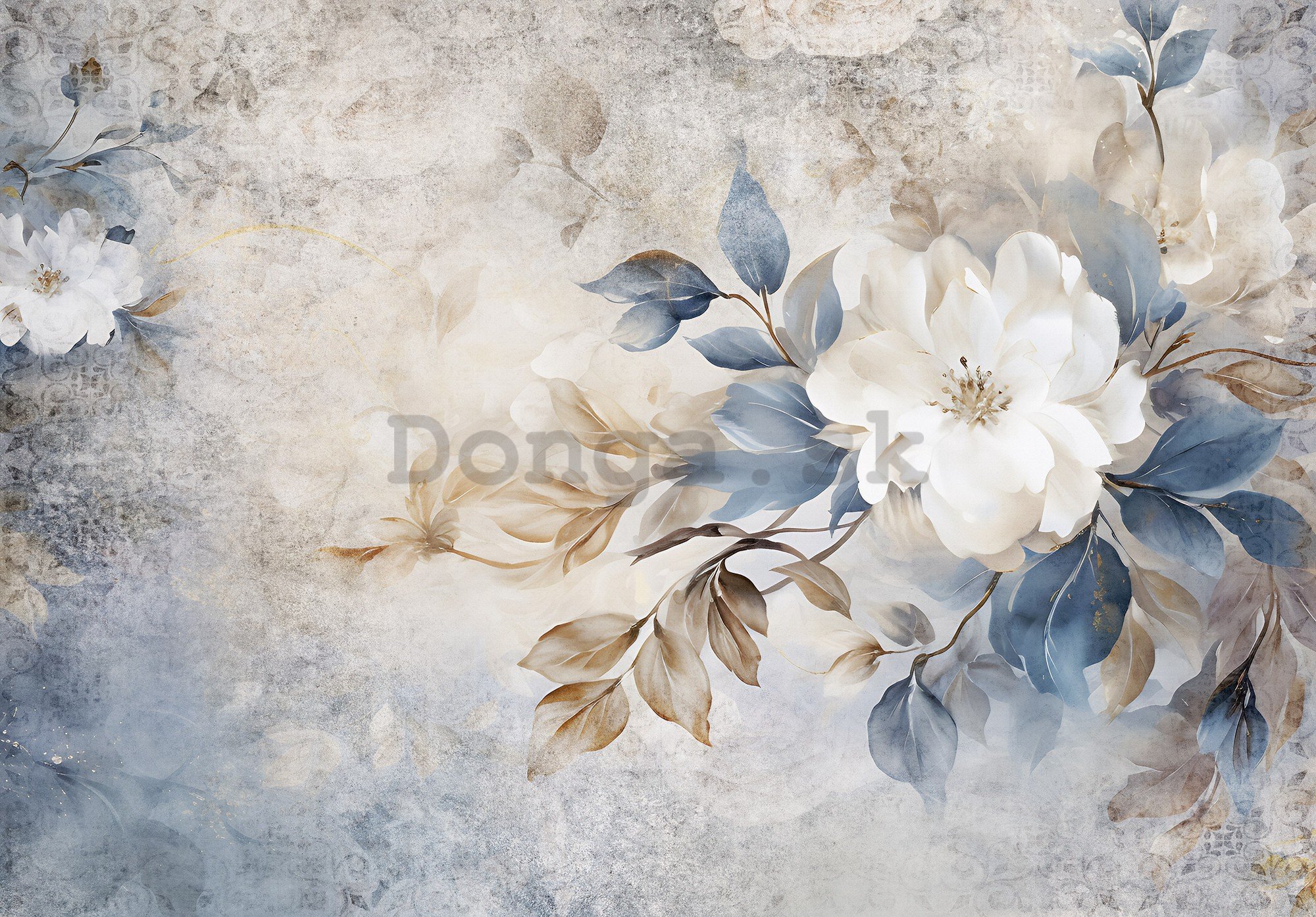 Fototapeta vliesová: Pastel Blue Flowers - 104x70,5 cm