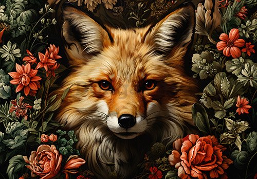 Fototapeta vliesová: Fox Flowers - 104x70,5 cm