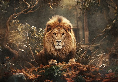 Fototapeta vliesová: Animals Cats Lion - 104x70,5 cm