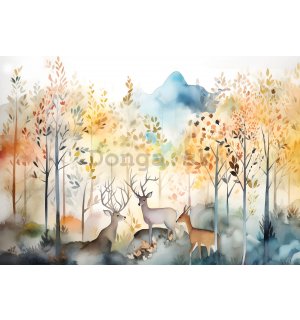 Fototapeta vliesová: For kids watercolour forest - 208x146 cm