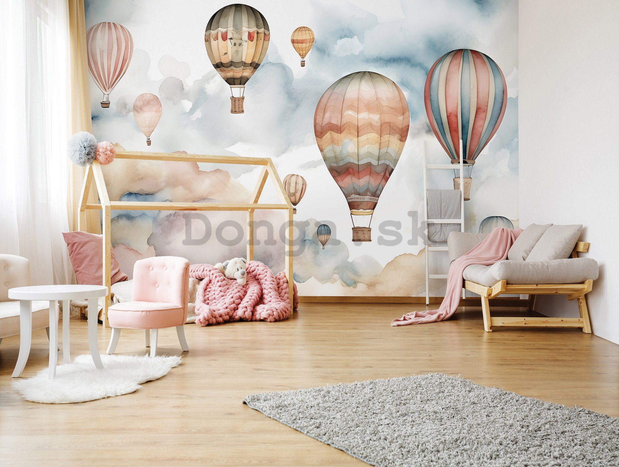 Fototapeta vliesová: For kids fairytale watercolour balloons (1) - 208x146 cm
