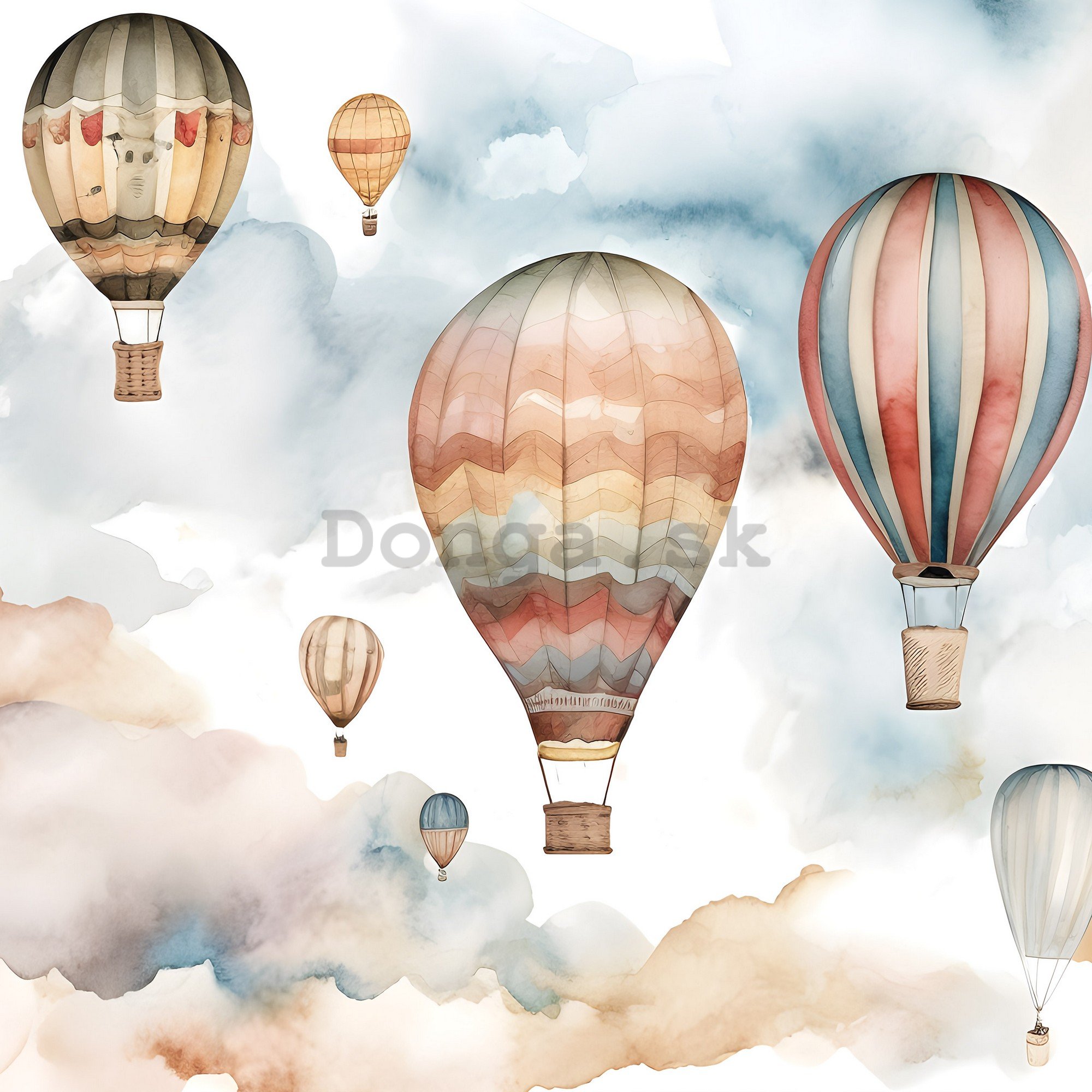 Fototapeta vliesová: For kids fairytale watercolour balloons (1) - 208x146 cm