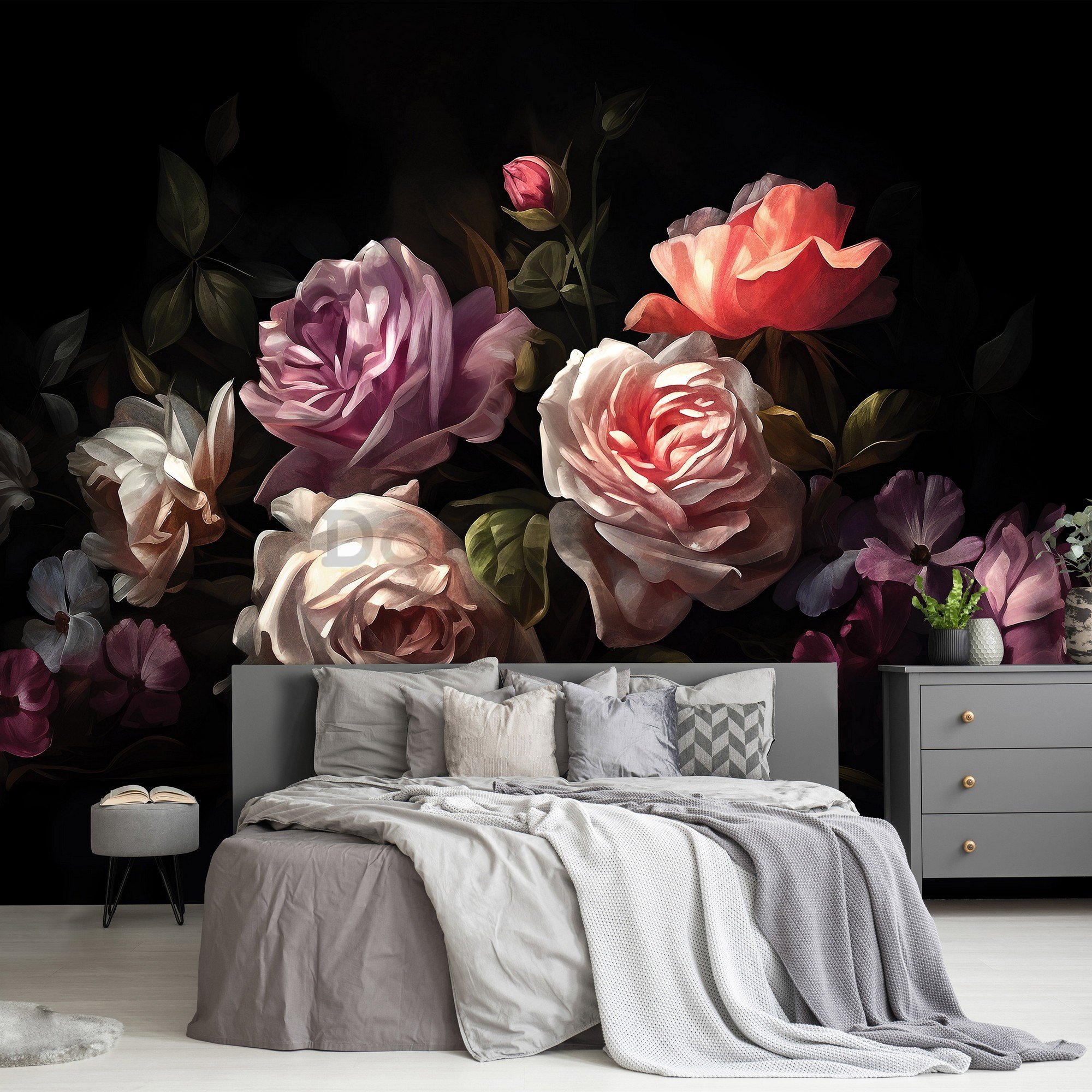 Fototapeta vliesová: Art painting flowers roses - 208x146 cm