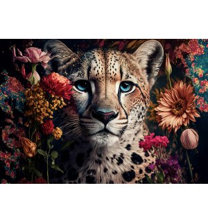 Fototapeta vliesová: Nature flowers cheetah colours - 208x146 cm