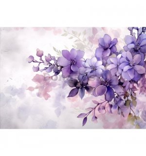 Fototapeta vliesová: Violet Romantic Painted Flowers - 208x146 cm