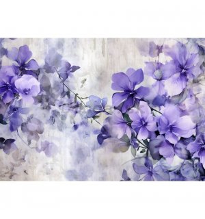 Fototapeta vliesová: Violet Romantic Painted Flowers (1) - 208x146 cm