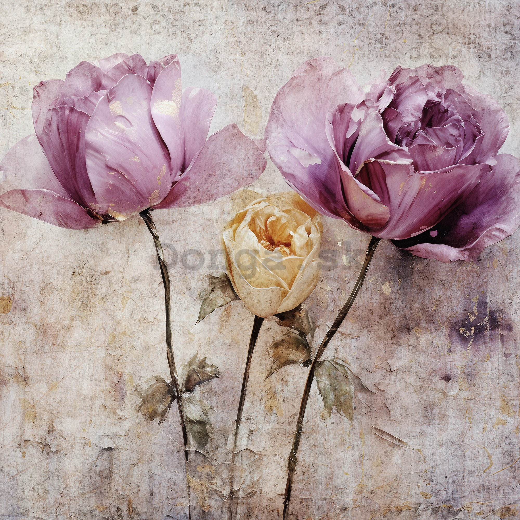 Fototapeta vliesová: Flowers Roses Structure - 208x146 cm