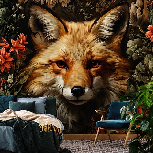 Fototapeta vliesová: Fox Flowers - 208x146 cm
