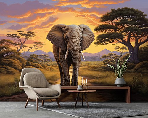 Fototapeta vliesová: Animals Elephant Safari - 208x146 cm