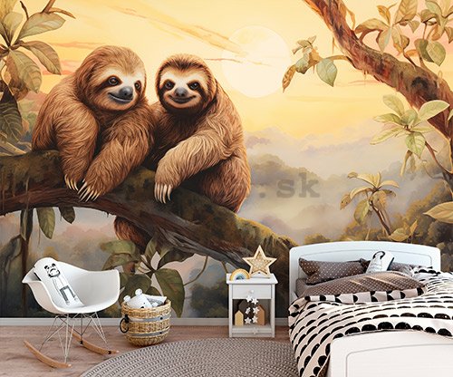 Fototapeta vliesová: Sloths Wild Animals - 208x146 cm