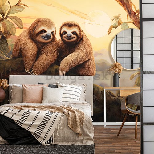 Fototapeta vliesová: Sloths Wild Animals - 208x146 cm