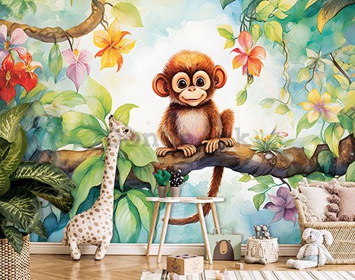 Fototapeta vliesová: For Children Animals Monkey - 208x146 cm