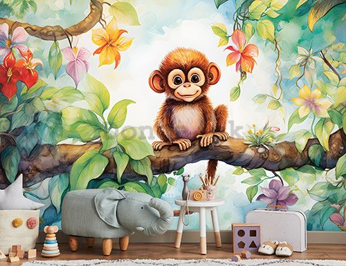 Fototapeta vliesová: For Children Animals Monkey - 208x146 cm