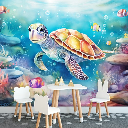 Fototapeta vliesová: For Children Animals Turtle - 208x146 cm
