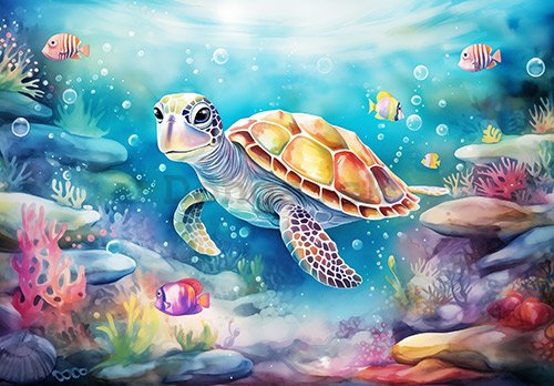 Fototapeta vliesová: For Children Animals Turtle - 208x146 cm