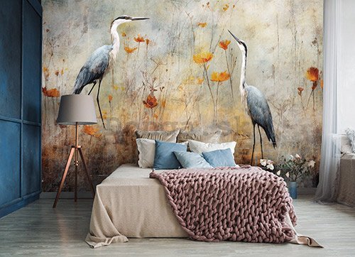 Fototapeta vliesová: Art Abstract Birds Herons - 208x146 cm