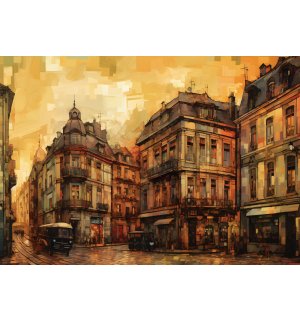 Fototapeta vliesová: City architecture oil-colours painting - 312x219cm