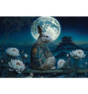 Fototapeta vliesová: Art Orient rabbit moon - 312x219cm