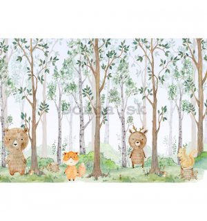 Fototapeta vliesová: For kids forest animals - 312x219cm