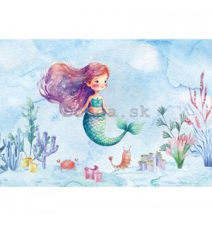 Fototapeta vliesová: For kids mermaid watercolour - 312x219cm