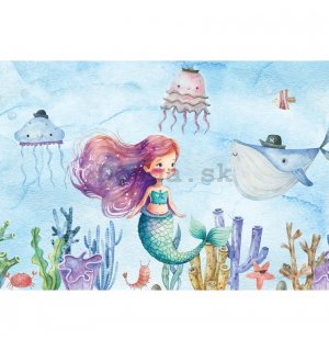 Fototapeta vliesová: For kids mermaid watercolour (1) - 312x219cm