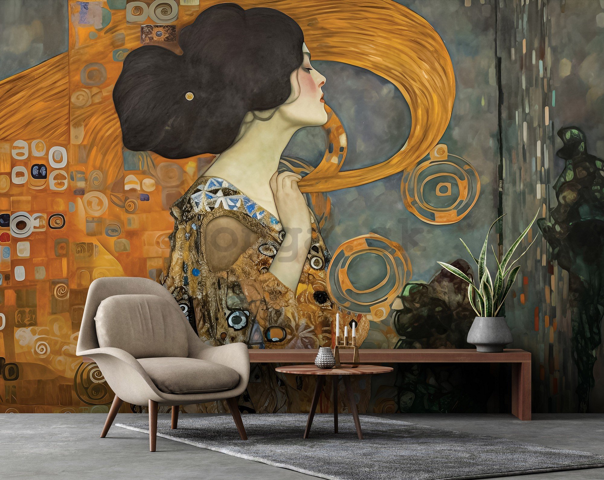 Fototapeta vliesová: Imitation painting woman Klimt - 416x254 cm