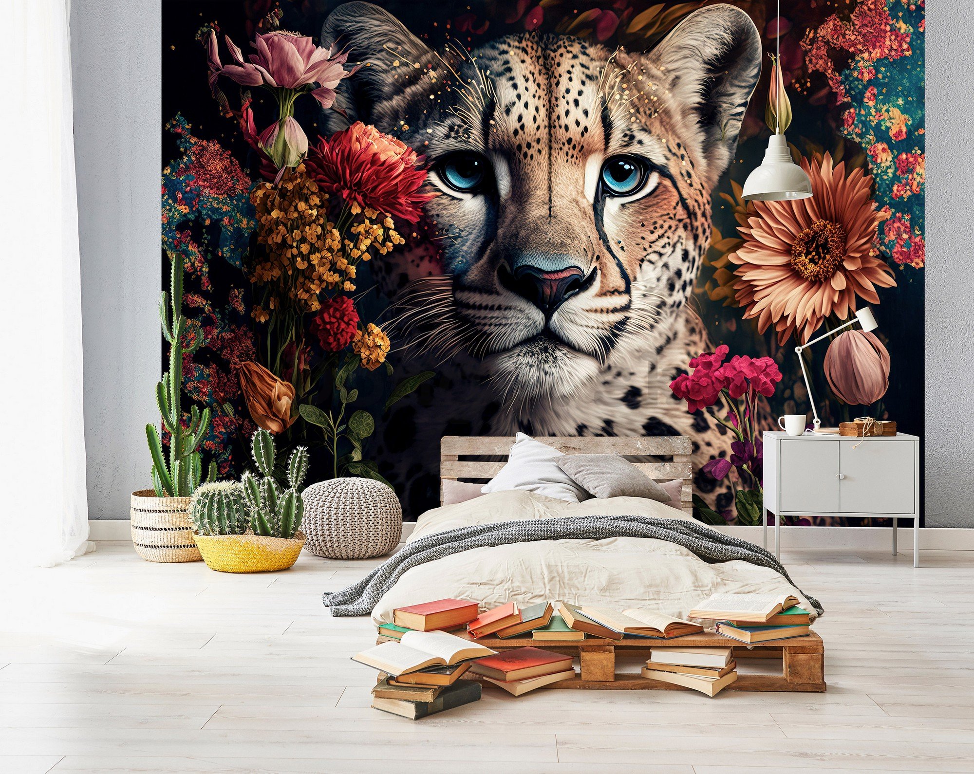 Fototapeta vliesová: Nature flowers cheetah colours - 416x254 cm
