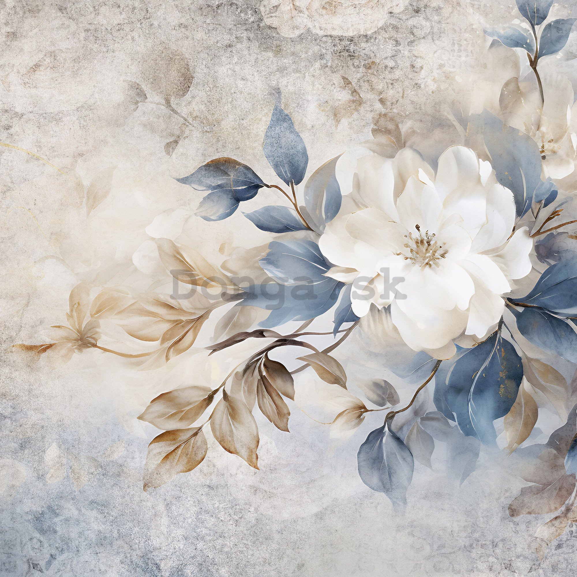 Fototapeta vliesová: Pastel Blue Flowers - 416x254 cm