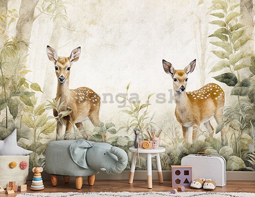 Fototapeta vliesová: For children Forest Roe Deer - 416x254 cm