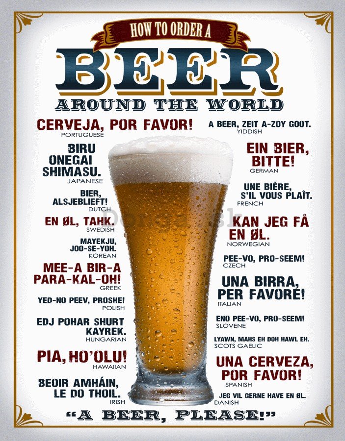 Plechová ceduľa - Beer (around the world)