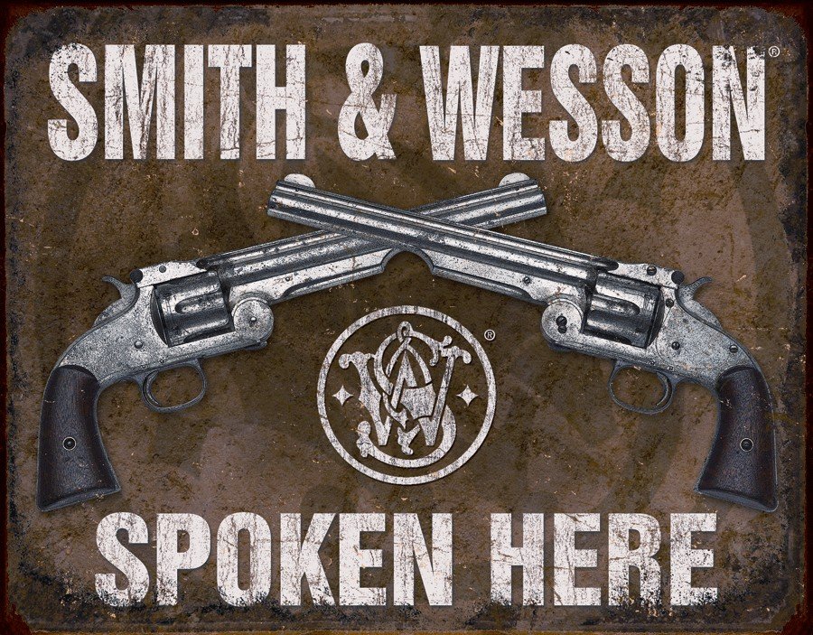 Plechová ceduľa - Smith & Wesson (Dva Revolvery)