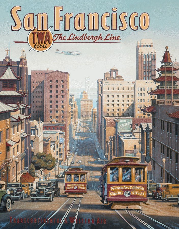 Plechová ceduľa - San Francisco (The Lindbergh line)