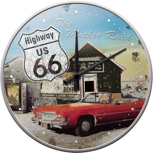 Nástenné hodiny - Route 66 Red Car